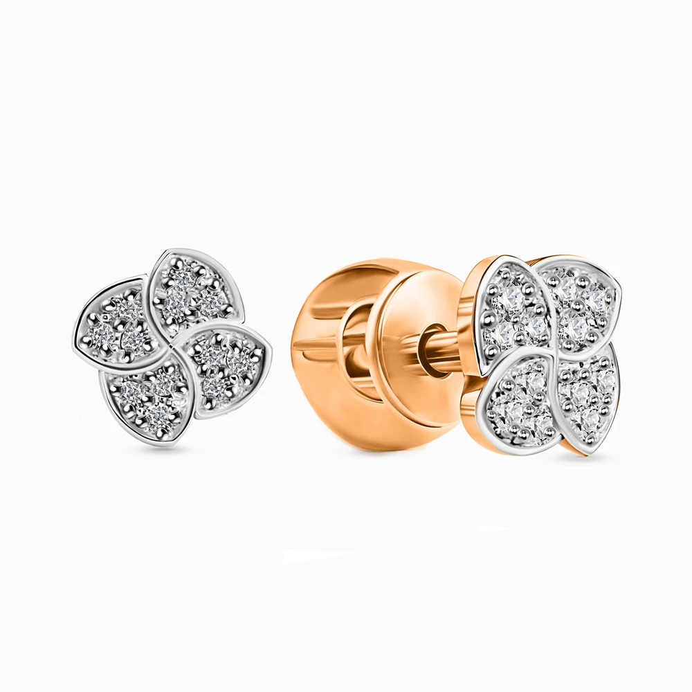Серьги с фианитами из красного золота 375 пробы 2