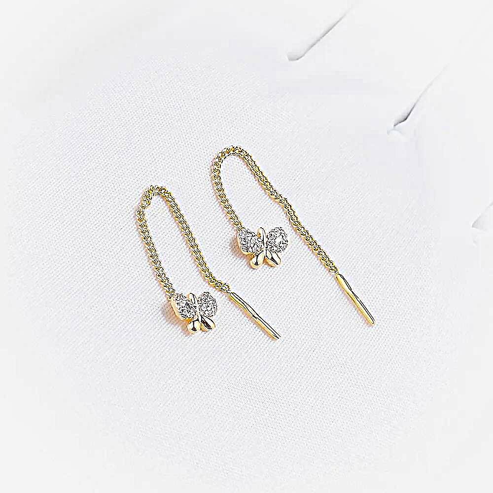 Серьги  Бабочка с фианитами из красного золота 375 пробы 1