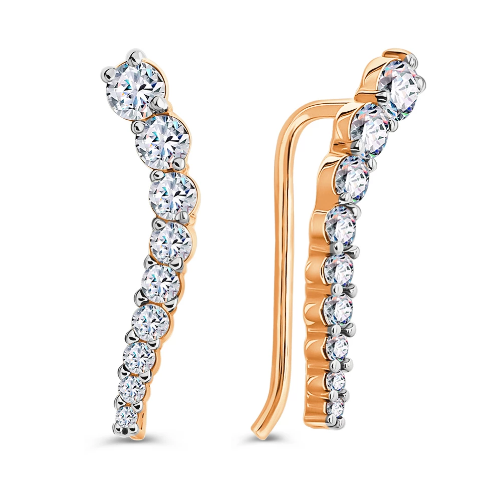 Серьги с фианитами из красного золота 375 пробы 2