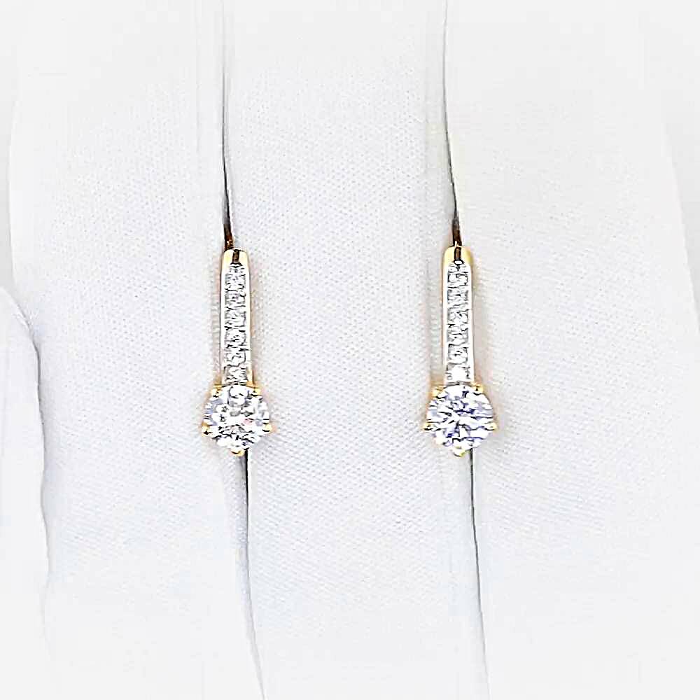 Серьги с фианитами из красного золота 585 пробы 1
