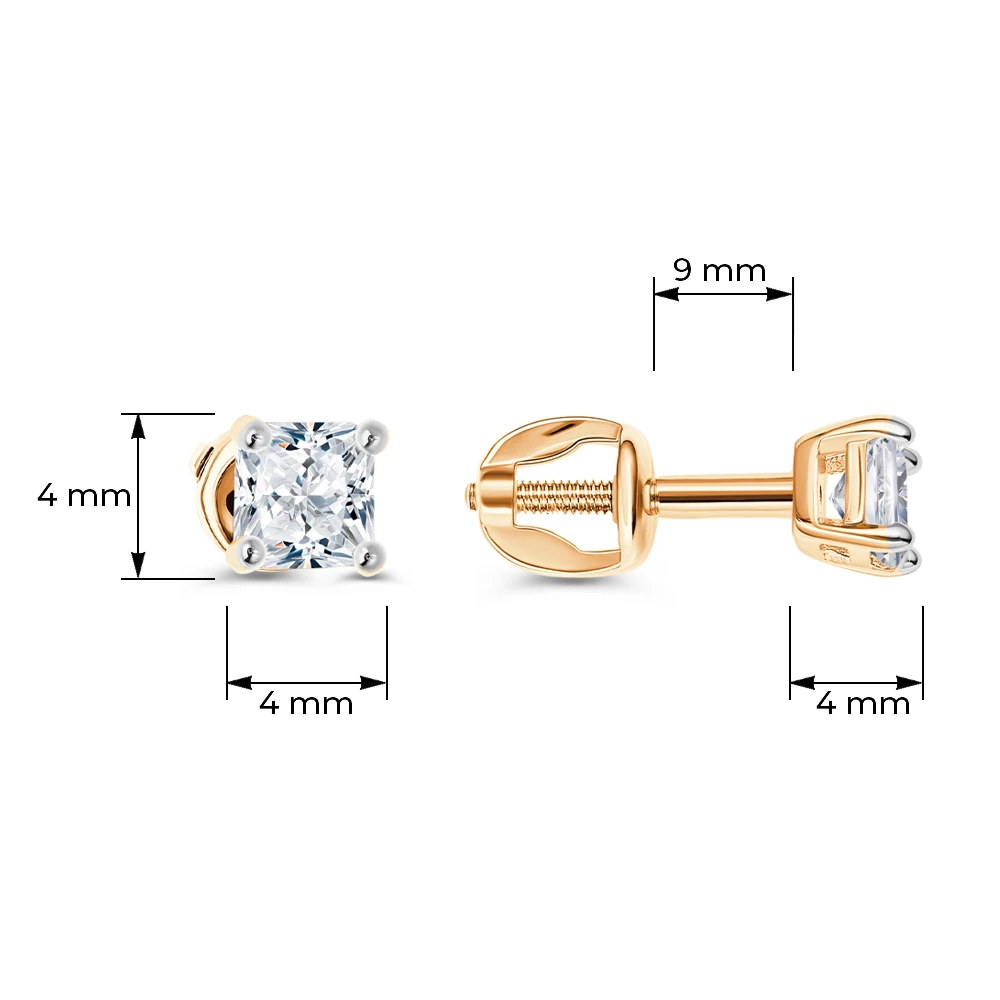 Серьги с фианитами из красного золота 585 пробы 4