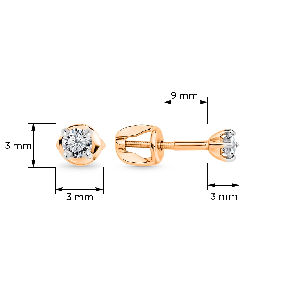 Серьги с фианитами из красного золота 585 пробы 4