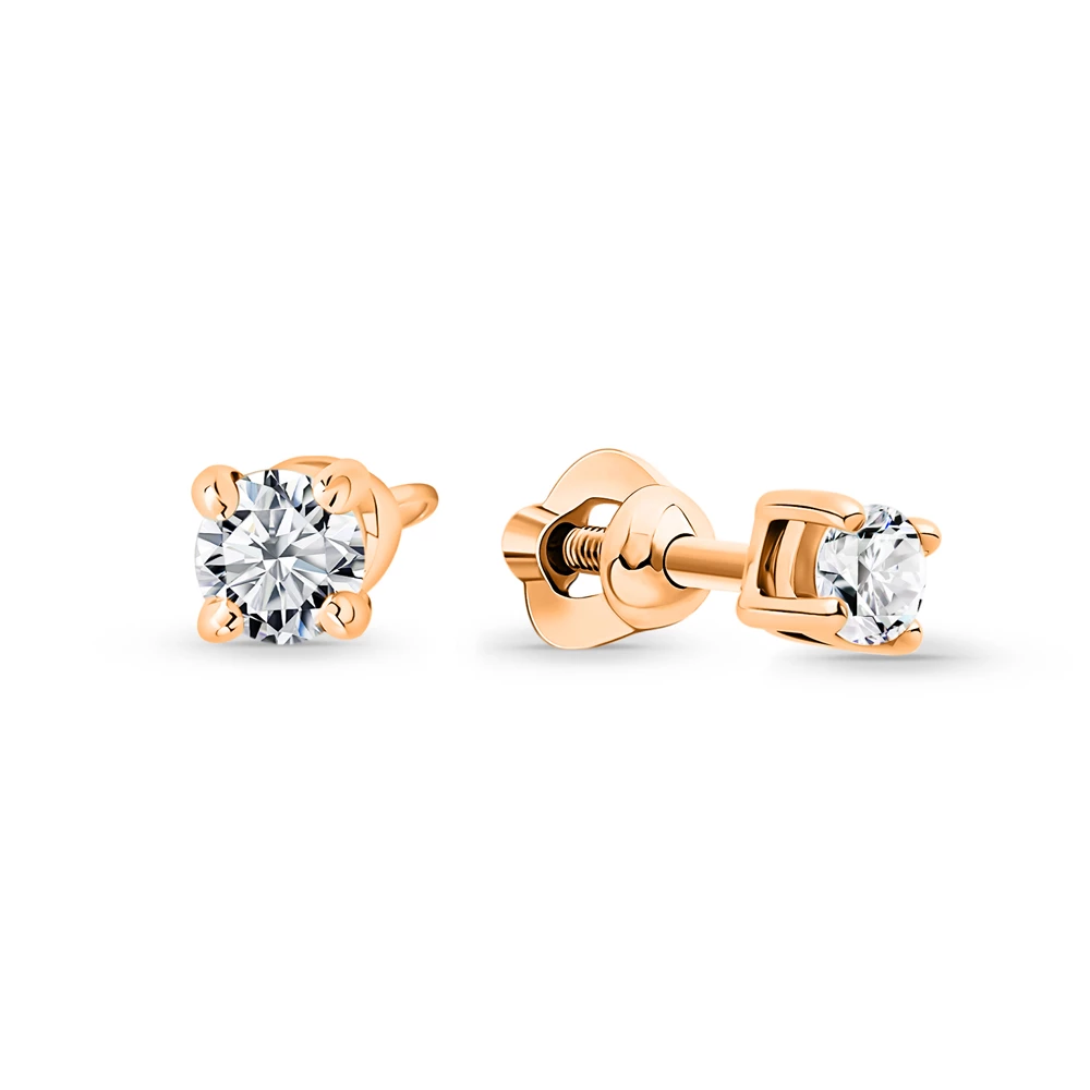 Серьги с фианитами из красного золота 585 пробы 2