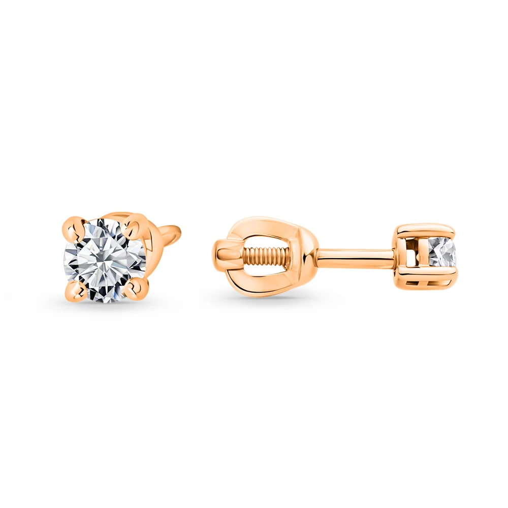 Серьги с фианитами из красного золота 585 пробы 3