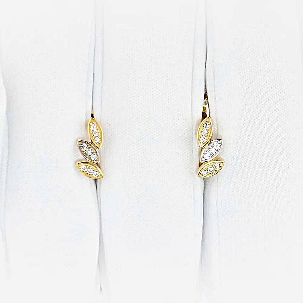 Серьги с фианитами из красного золота 585 пробы 1
