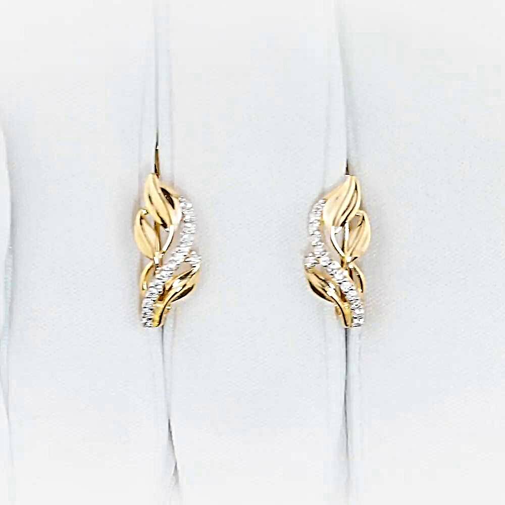 Серьги с фианитами из красного золота 585 пробы 1