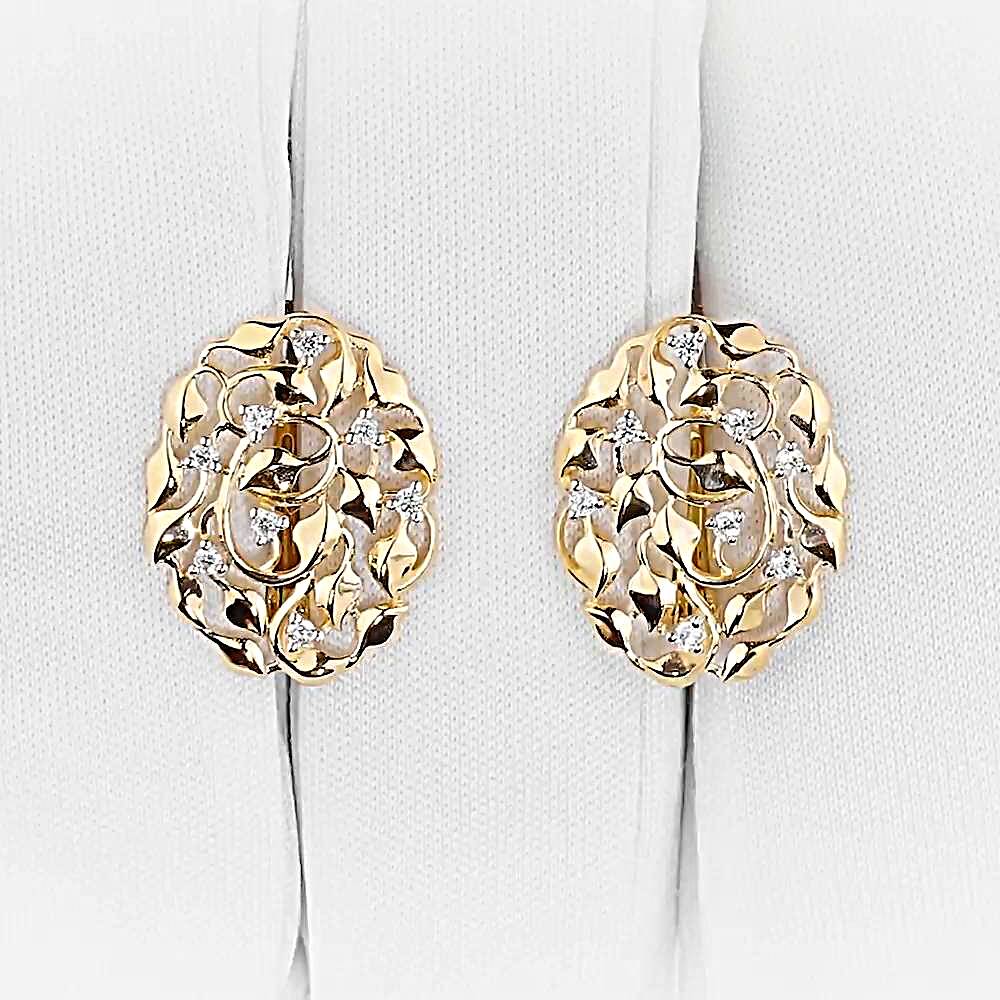 Серьги с фианитами из красного золота 585 пробы 1