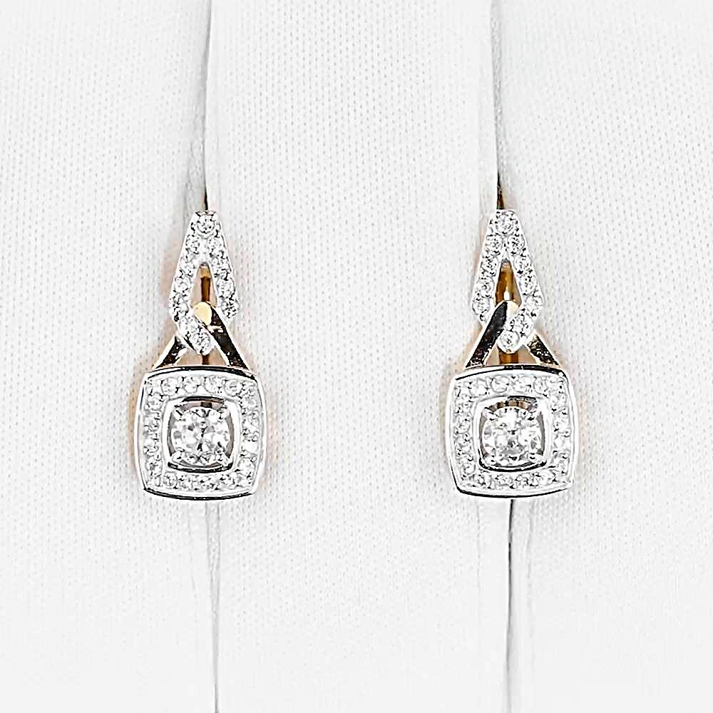 Серьги с фианитами из красного золота 585 пробы 1