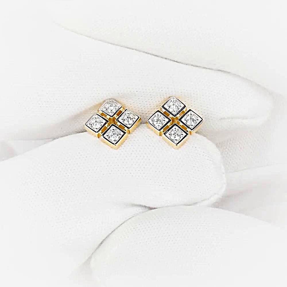 Серьги с фианитами из красного золота 585 пробы 1