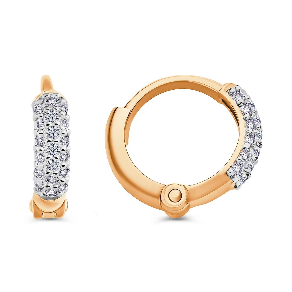 Серьги конго с фианитами из красного золота 375 пробы 3