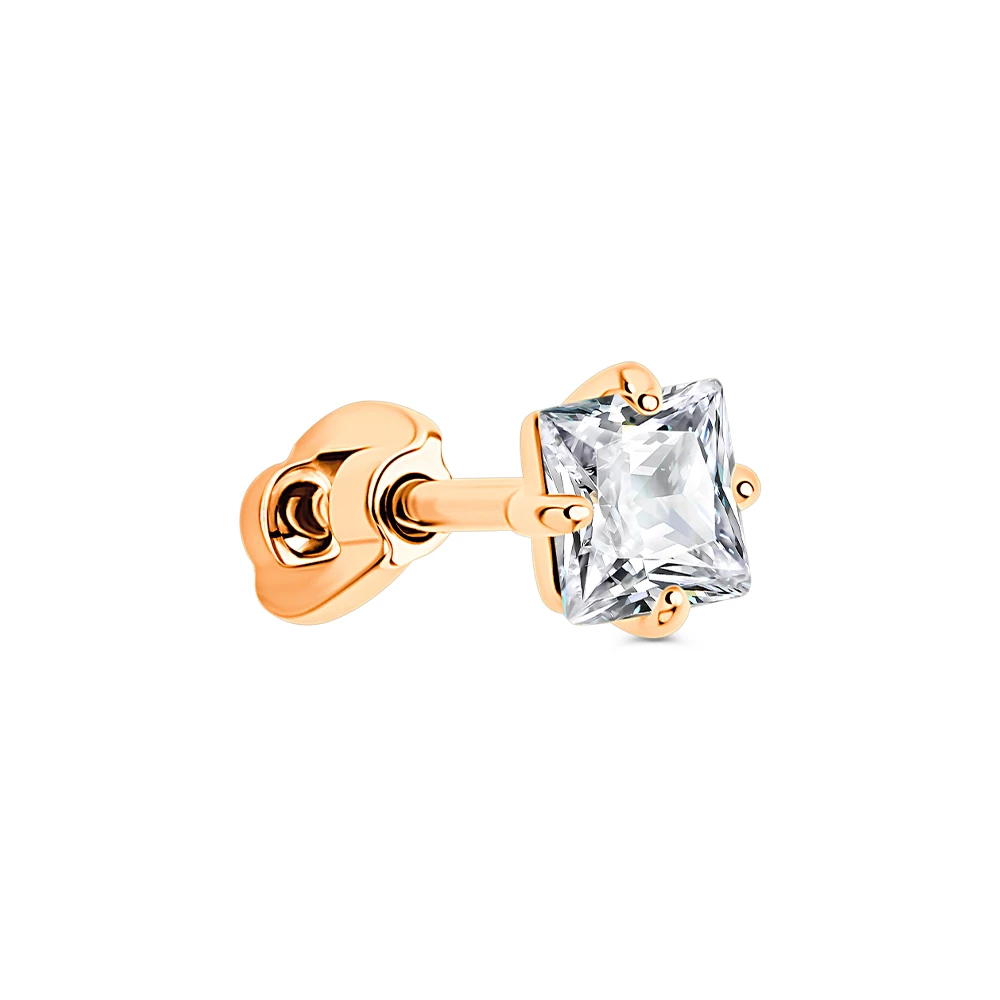 Серьга с фианитом из красного золота 375 пробы 2
