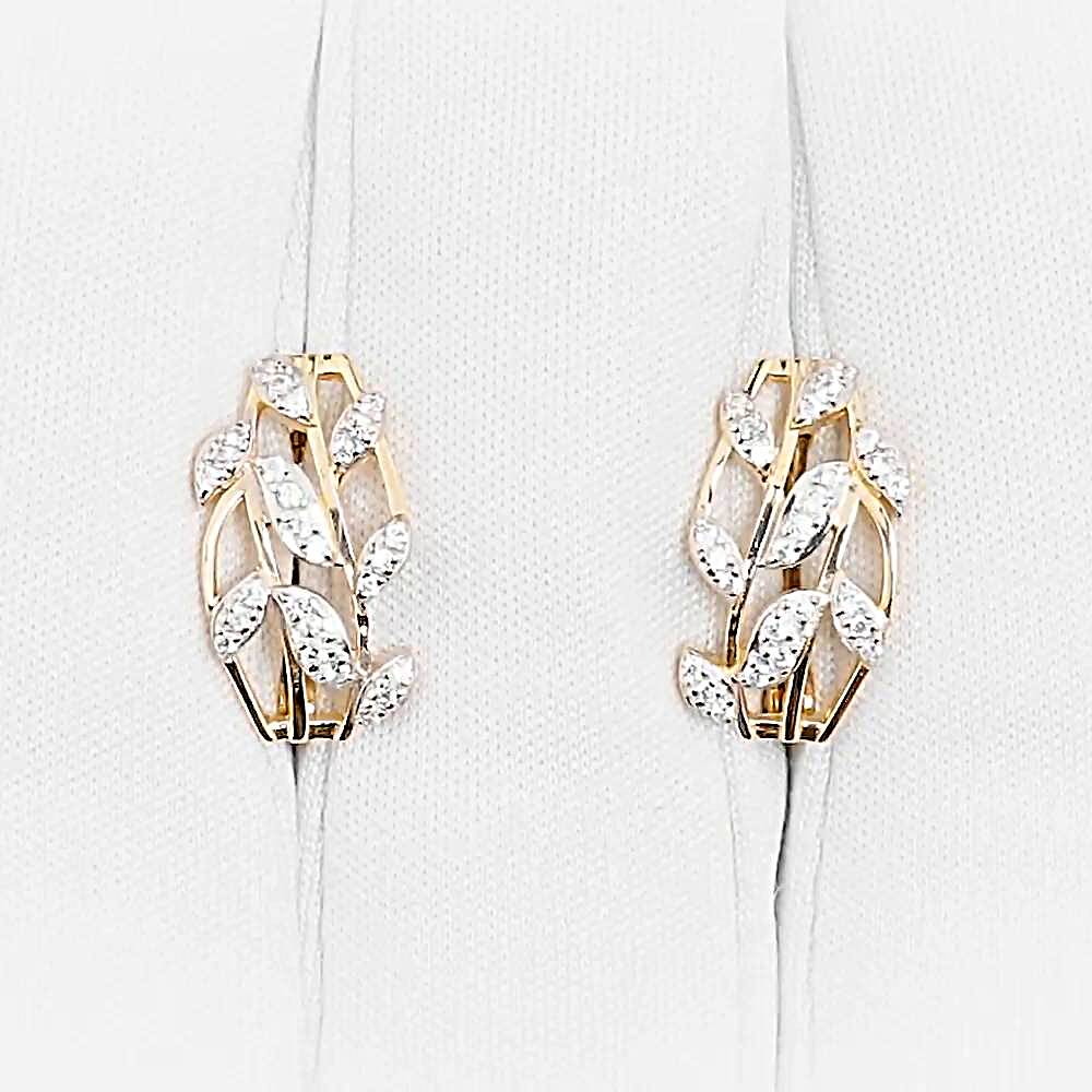 Серьги с фианитами из красного золота 585 пробы 1
