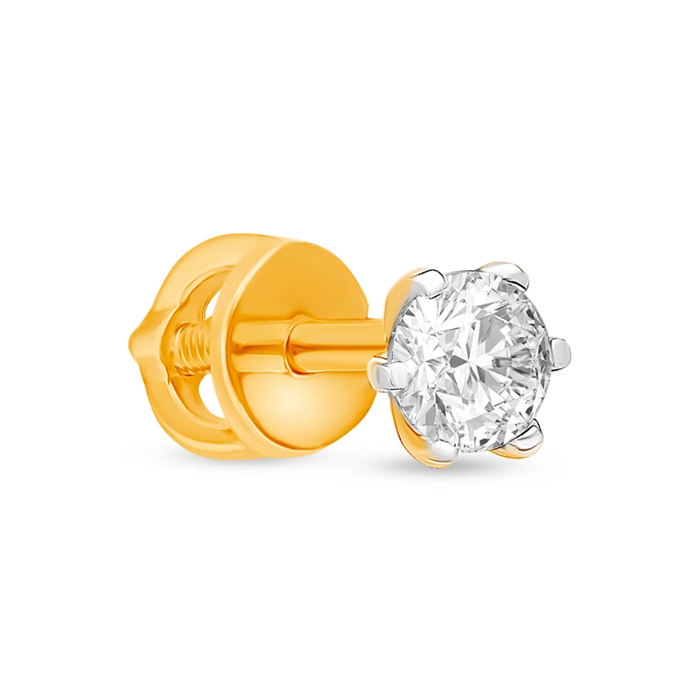 Серьга с фианитом из красного золота 585 пробы