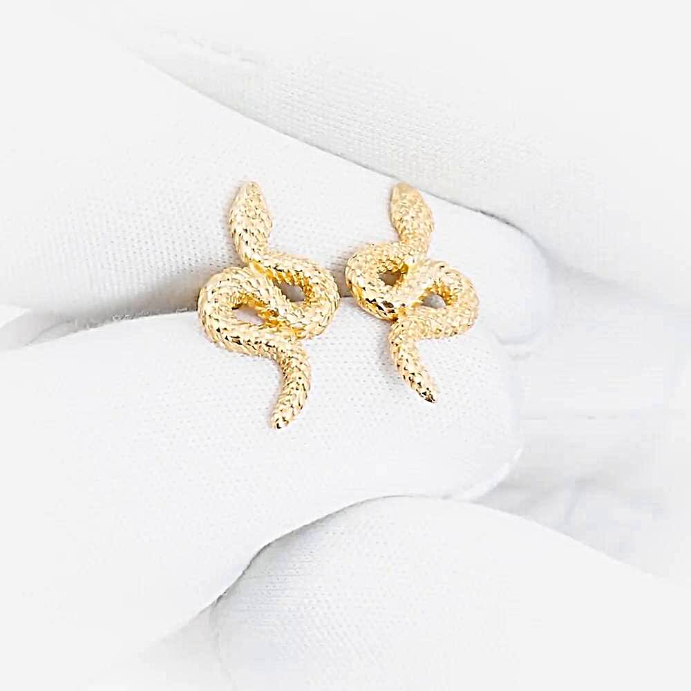 Серьги  Змея из красного золота 585 пробы 1