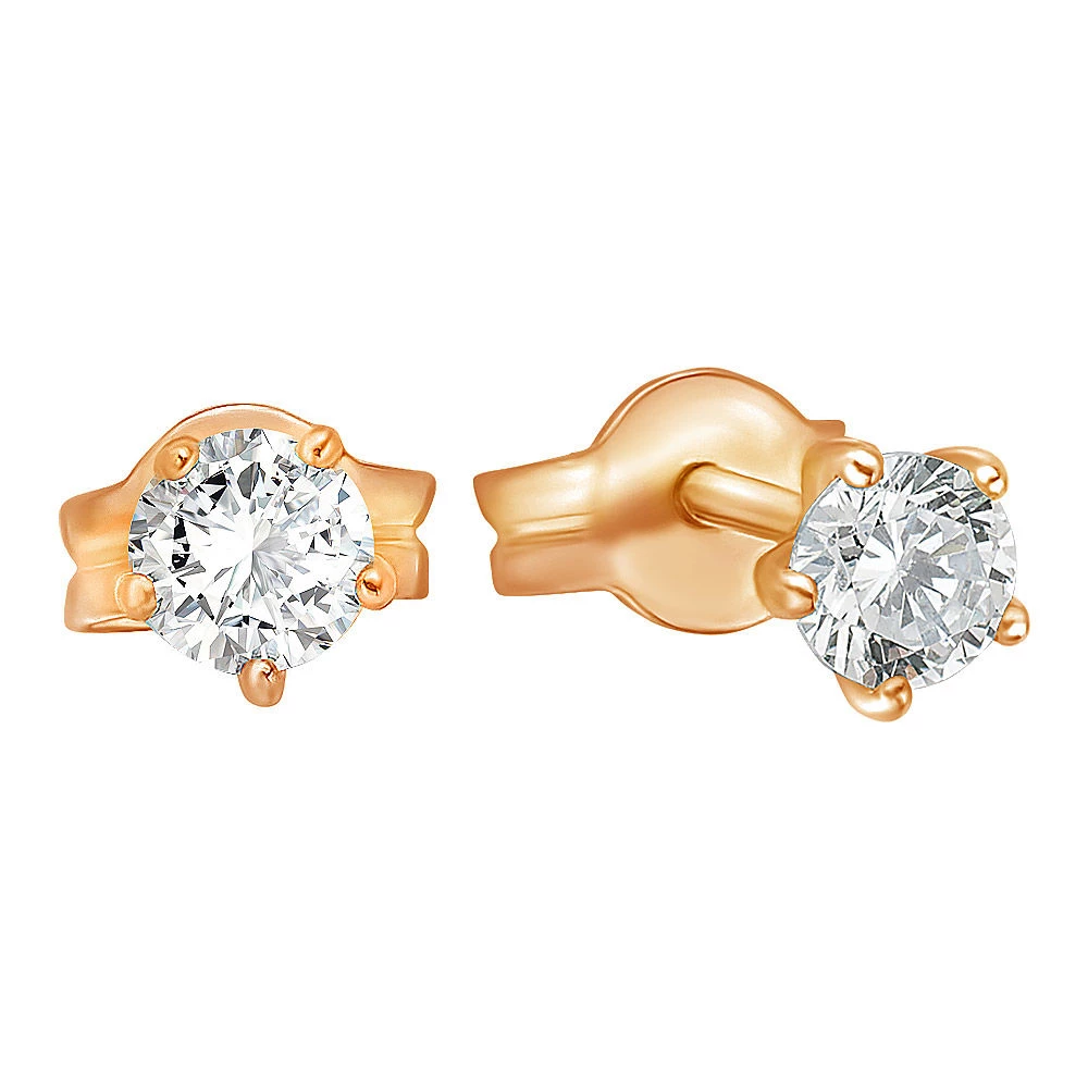 Серьги детские с фианитами из красного золота 585 пробы 2