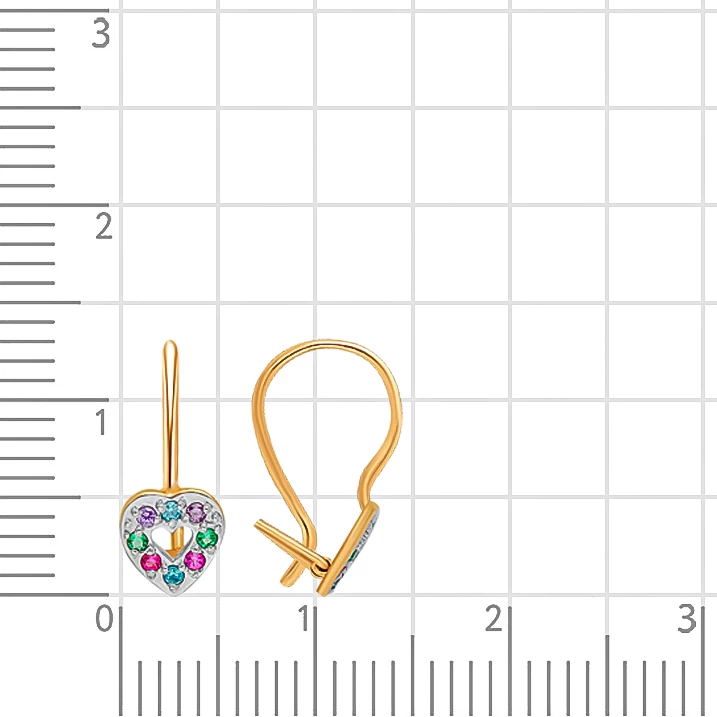 Серьги детские с фианитами из красного золота 375 пробы