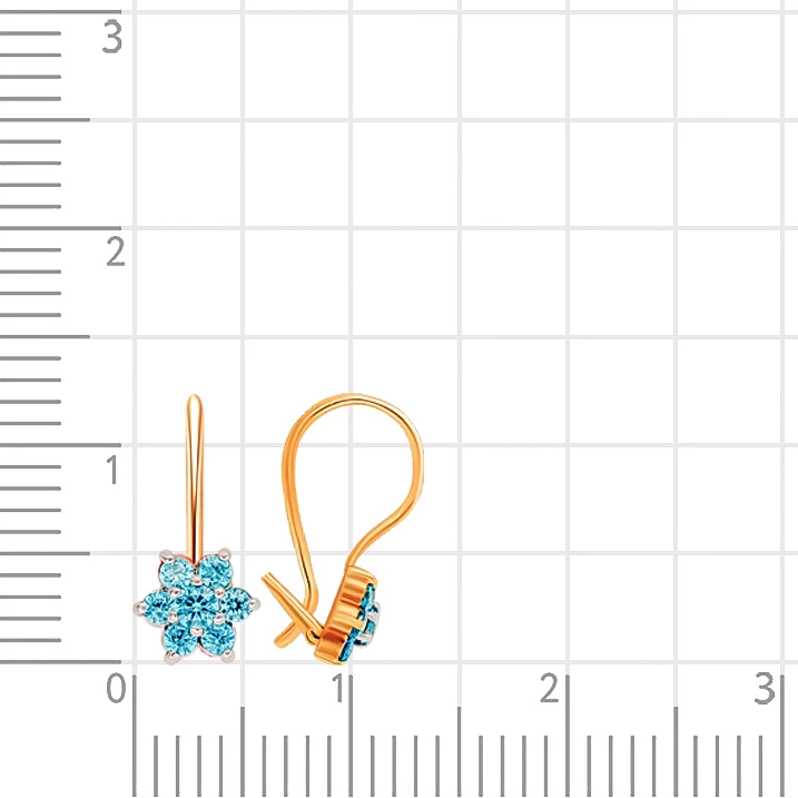 Серьги детские с фианитами из красного золота 375 пробы 3