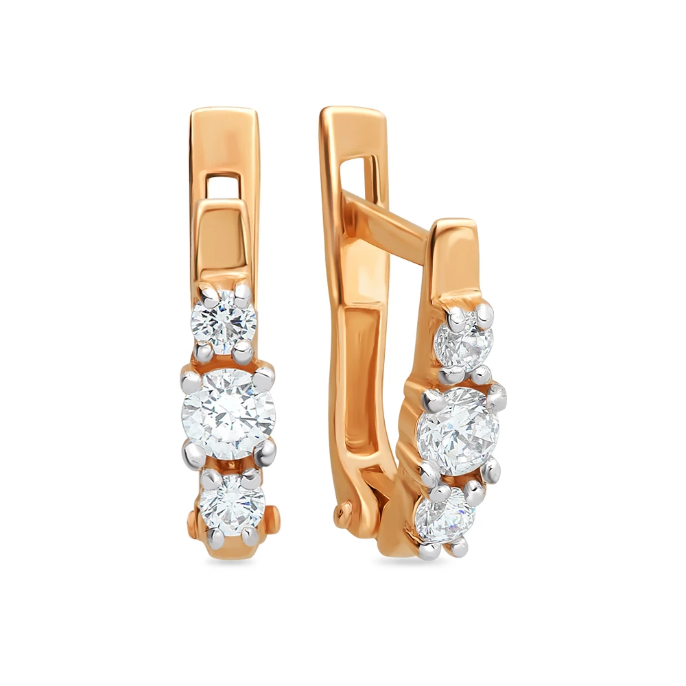 Серьги детские с фианитами из красного золота 375 пробы 2