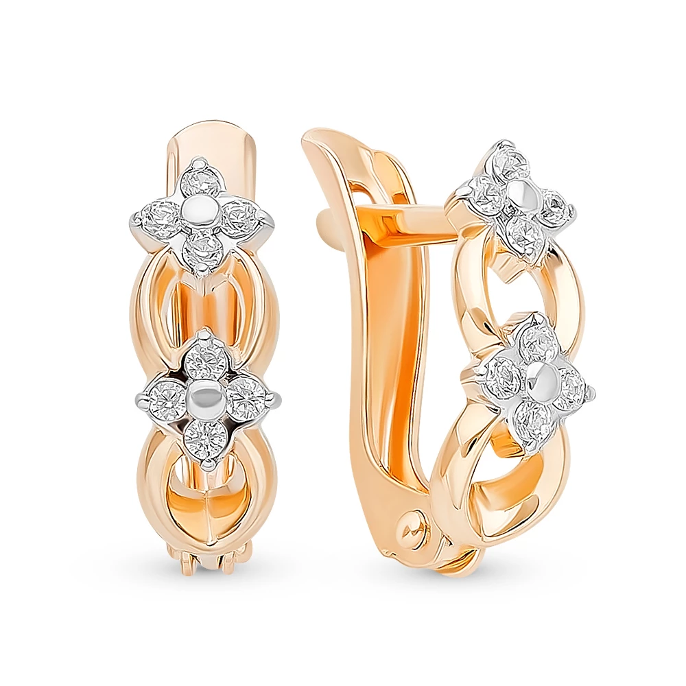 Серьги детские с фианитами из красного золота 375 пробы 2