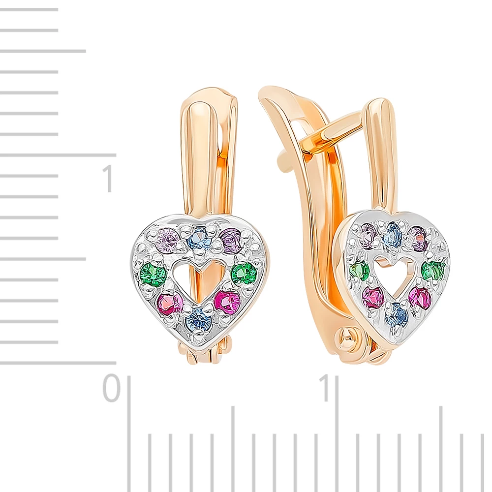 Серьги детские с фианитами из красного золота 375 пробы