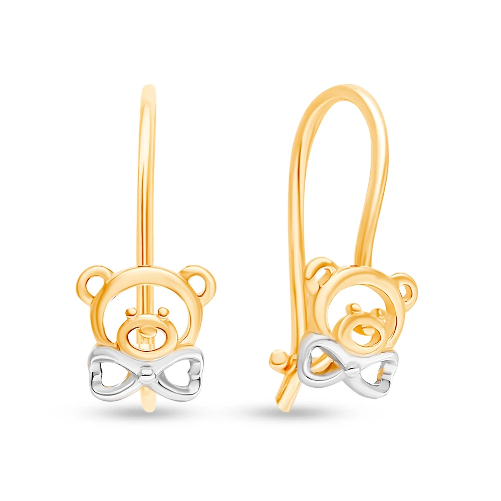 Серьги  Мишка детские из красного золота 375 пробы 2