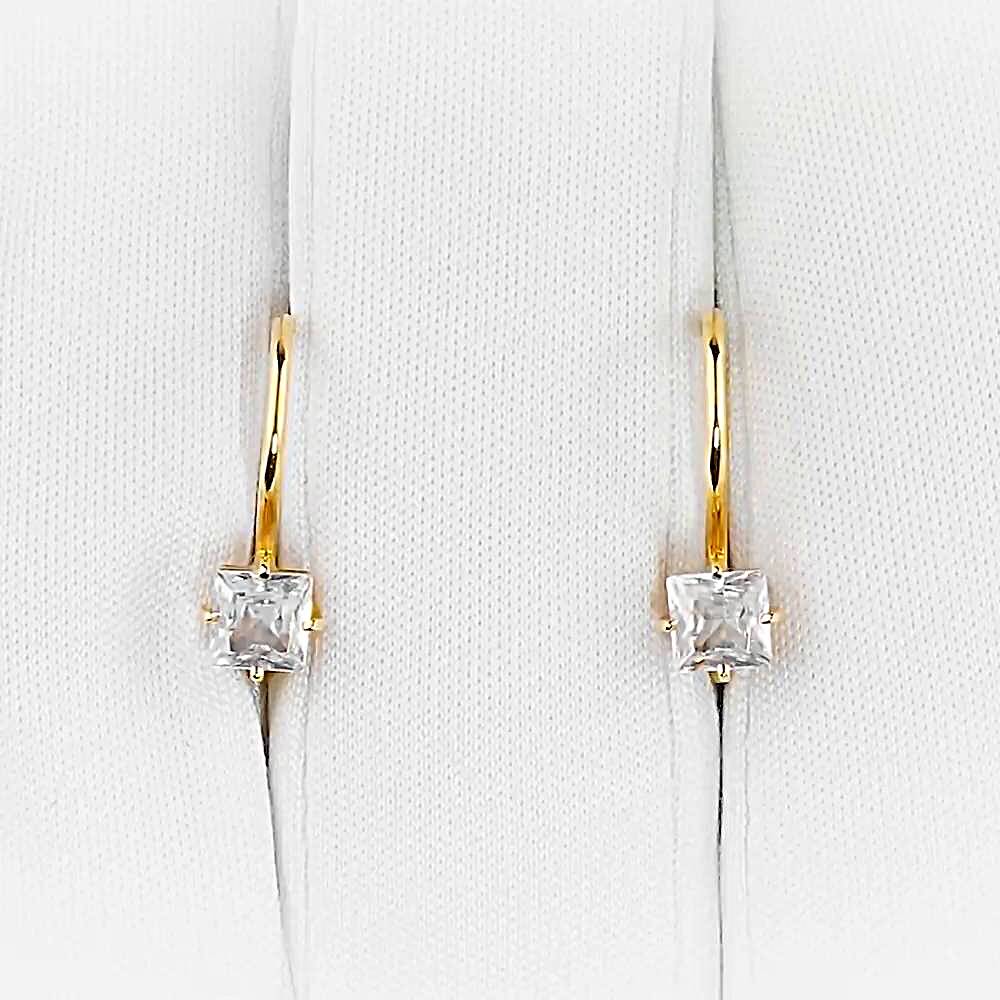 Серьги детские с фианитами из красного золота 585 пробы 1