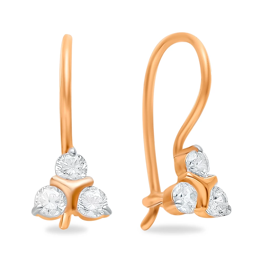 Серьги детские с фианитами из красного золота 375 пробы 1