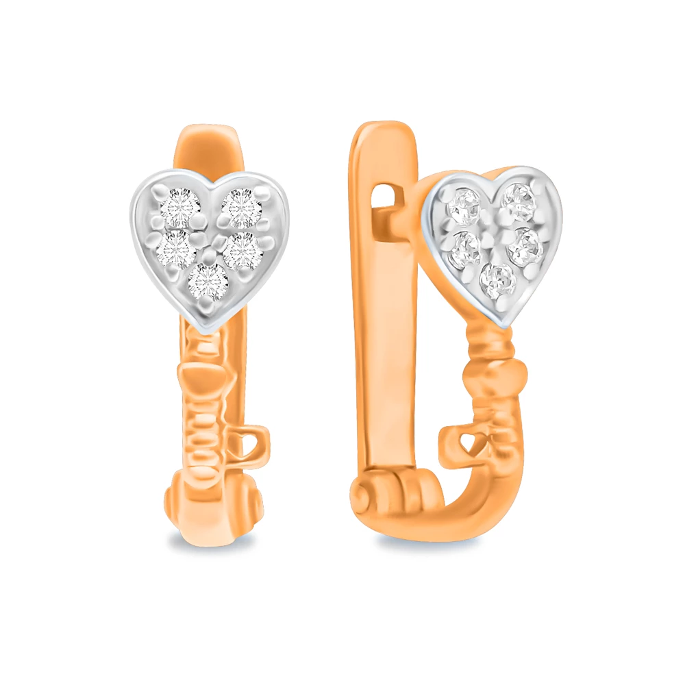 Серьги детские с фианитами из красного золота 375 пробы 1