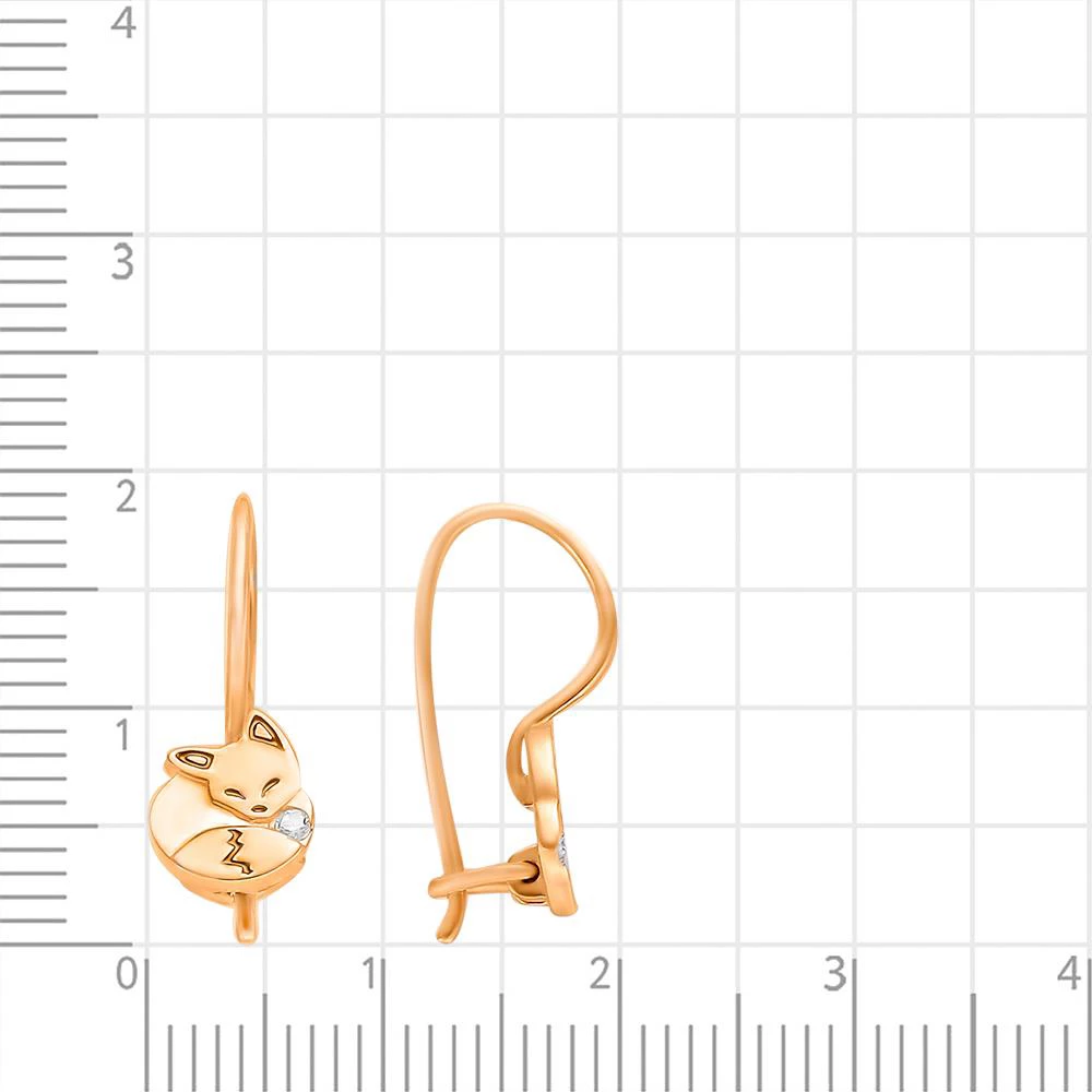 Серьги детские с фианитами из красного золота 375 пробы 2