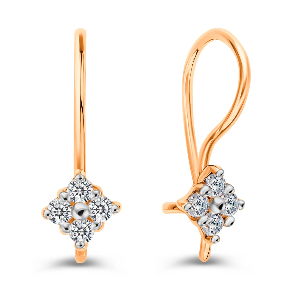 Серьги детские с фианитами из красного золота 375 пробы 2
