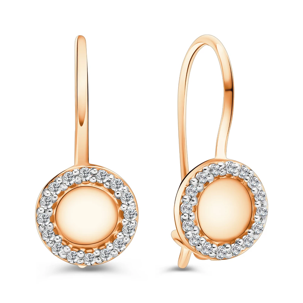 Серьги детские с фианитами из красного золота 375 пробы 1