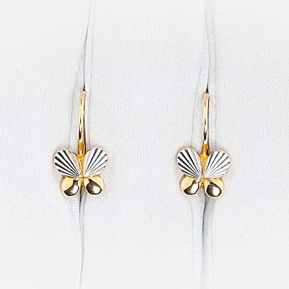 Серьги  Бабочка детские из красного золота 585 пробы 1