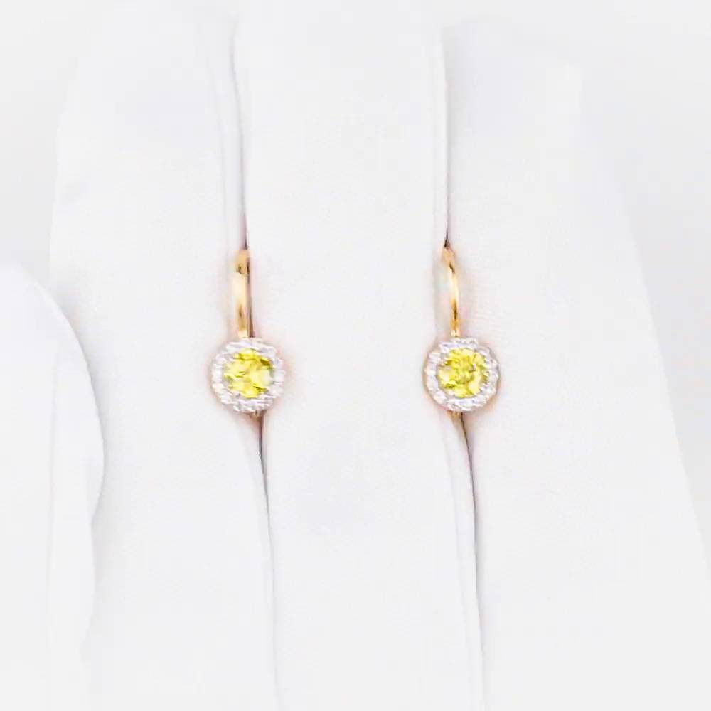 Серьги детские с фианитами из красного золота 585 пробы 1