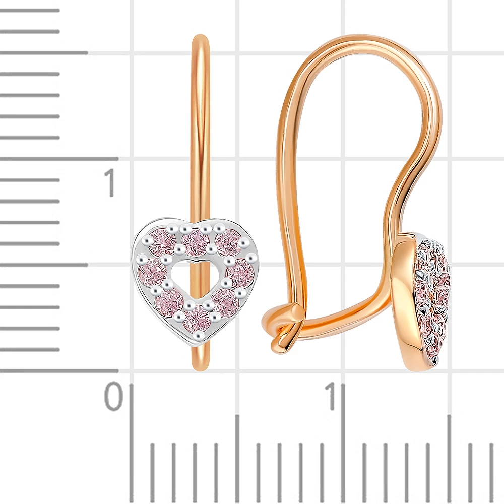 Серьги детские с фианитами из красного золота 585 пробы 3