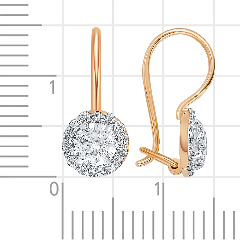 Серьги детские с фианитами из красного золота 585 пробы 3
