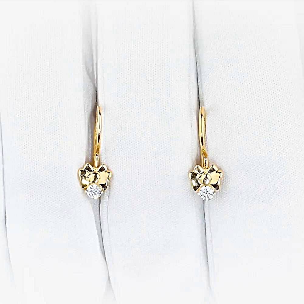 Серьги детские с фианитами из красного золота 375 пробы 1