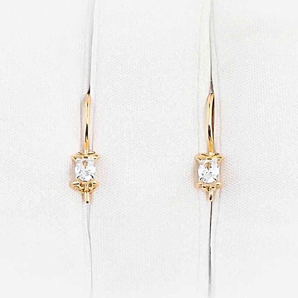 Серьги детские с фианитами из красного золота 585 пробы 1