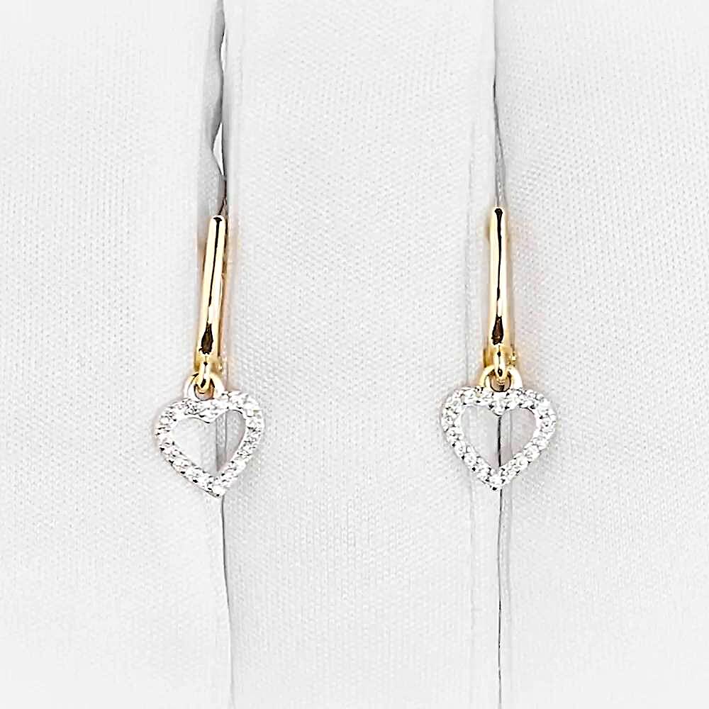 Серьги детские с фианитами из красного золота 585 пробы 1