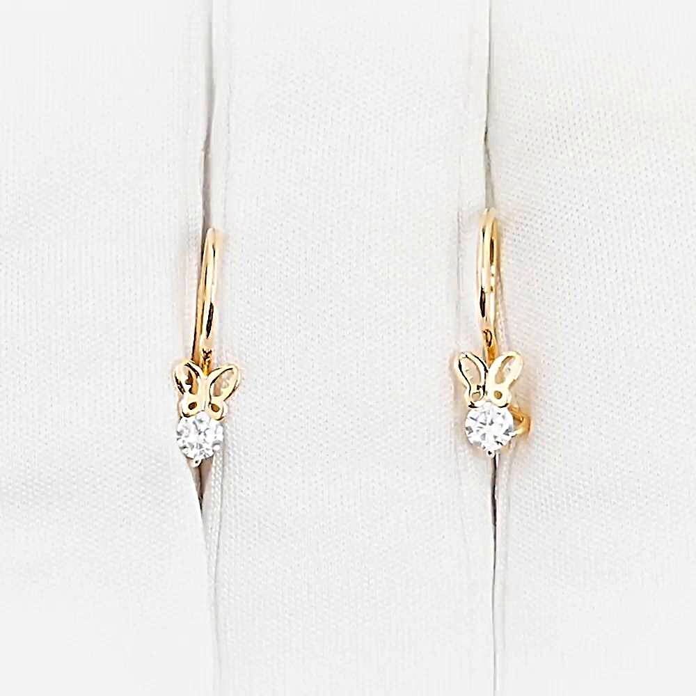 Серьги детские с фианитами из красного золота 585 пробы 1