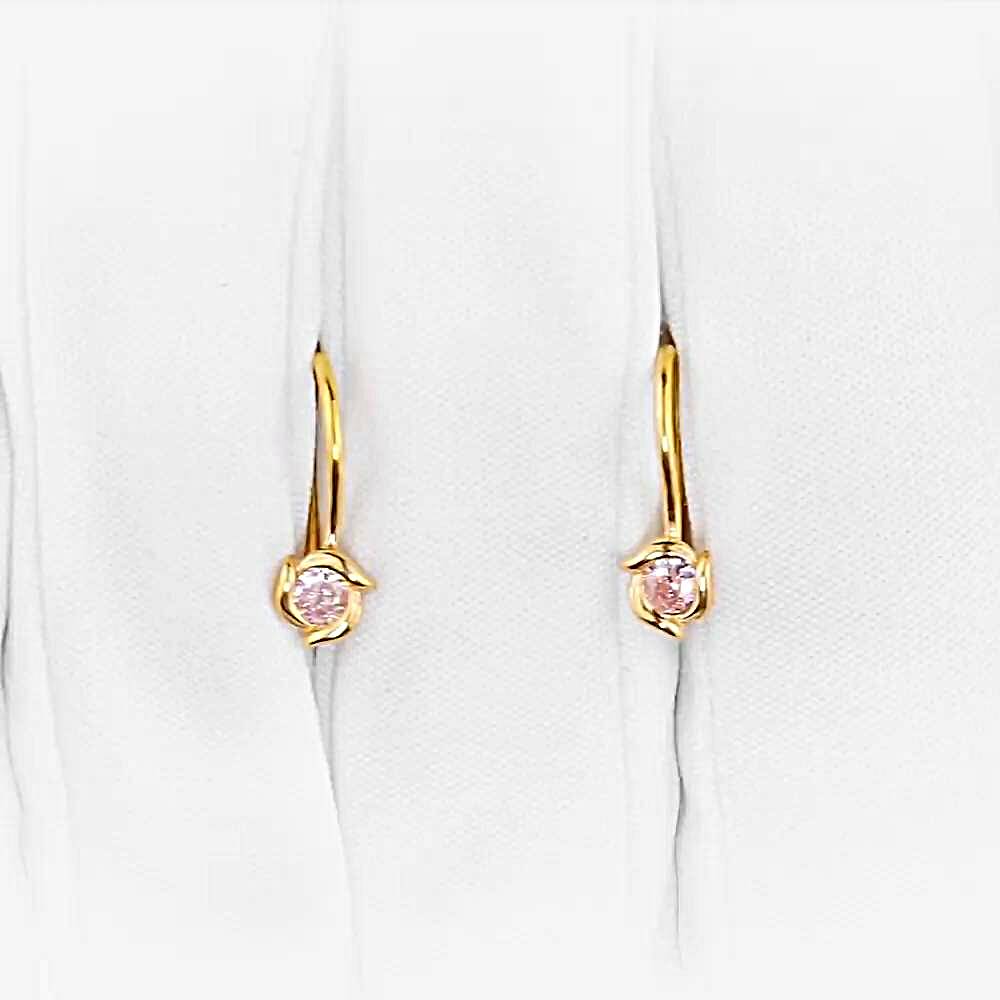 Серьги детские с фианитами из красного золота 375 пробы 1