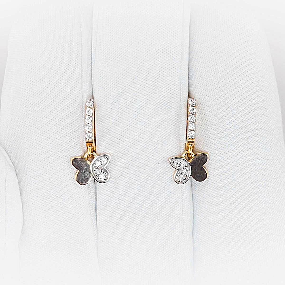 Серьги детские с фианитами из красного золота 375 пробы 1