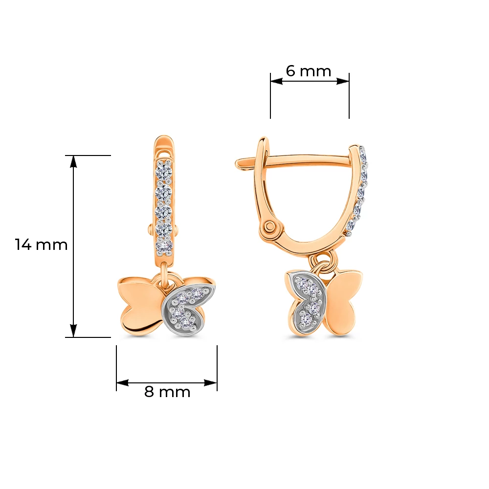 Серьги детские с фианитами из красного золота 375 пробы 4