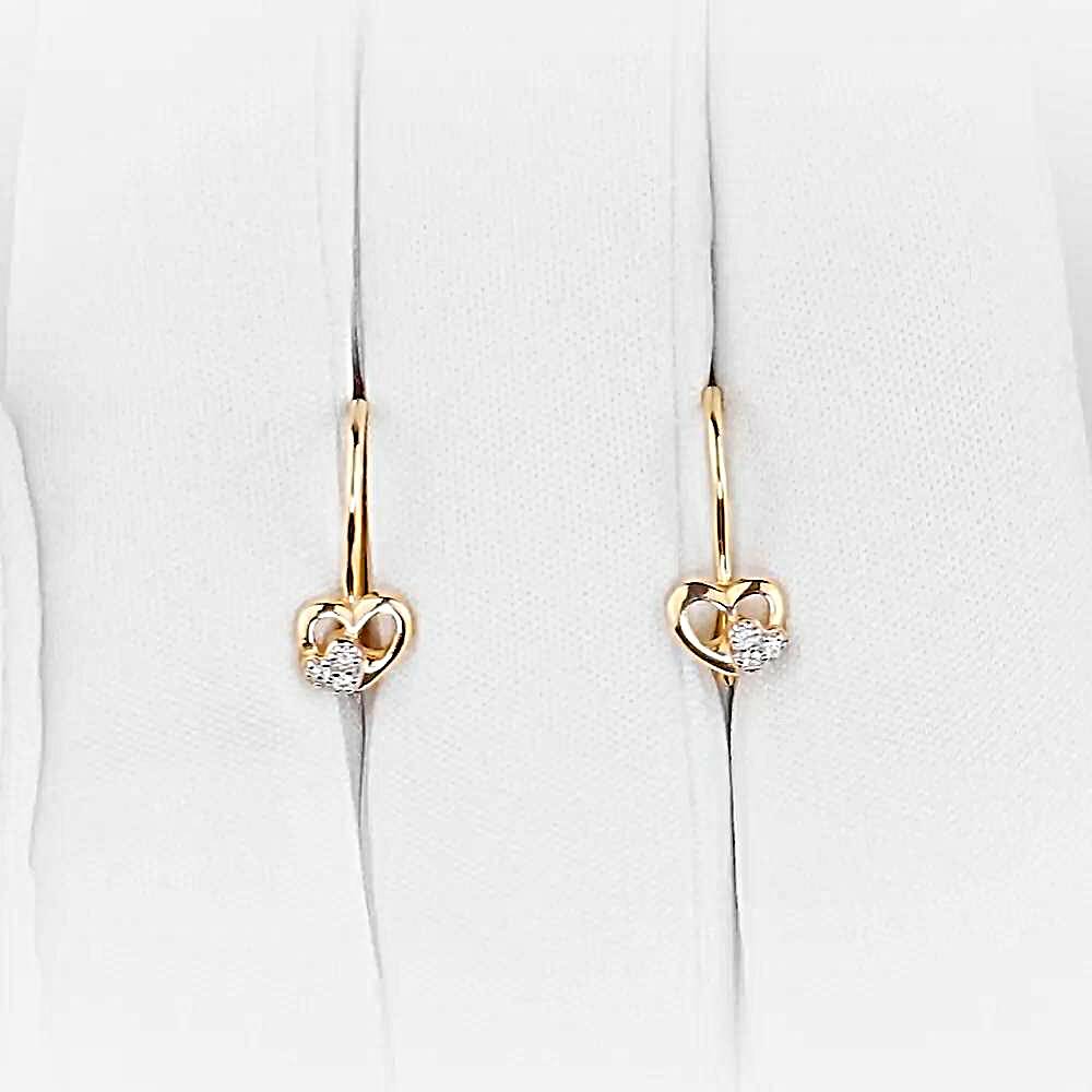 Серьги детские с фианитами из красного золота 375 пробы 1