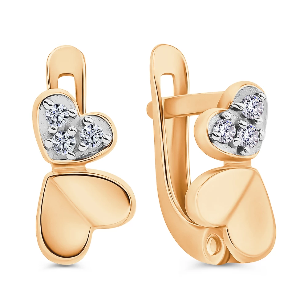 Серьги детские с фианитами из красного золота 375 пробы 2