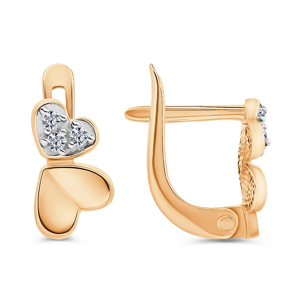 Серьги детские с фианитами из красного золота 375 пробы 3