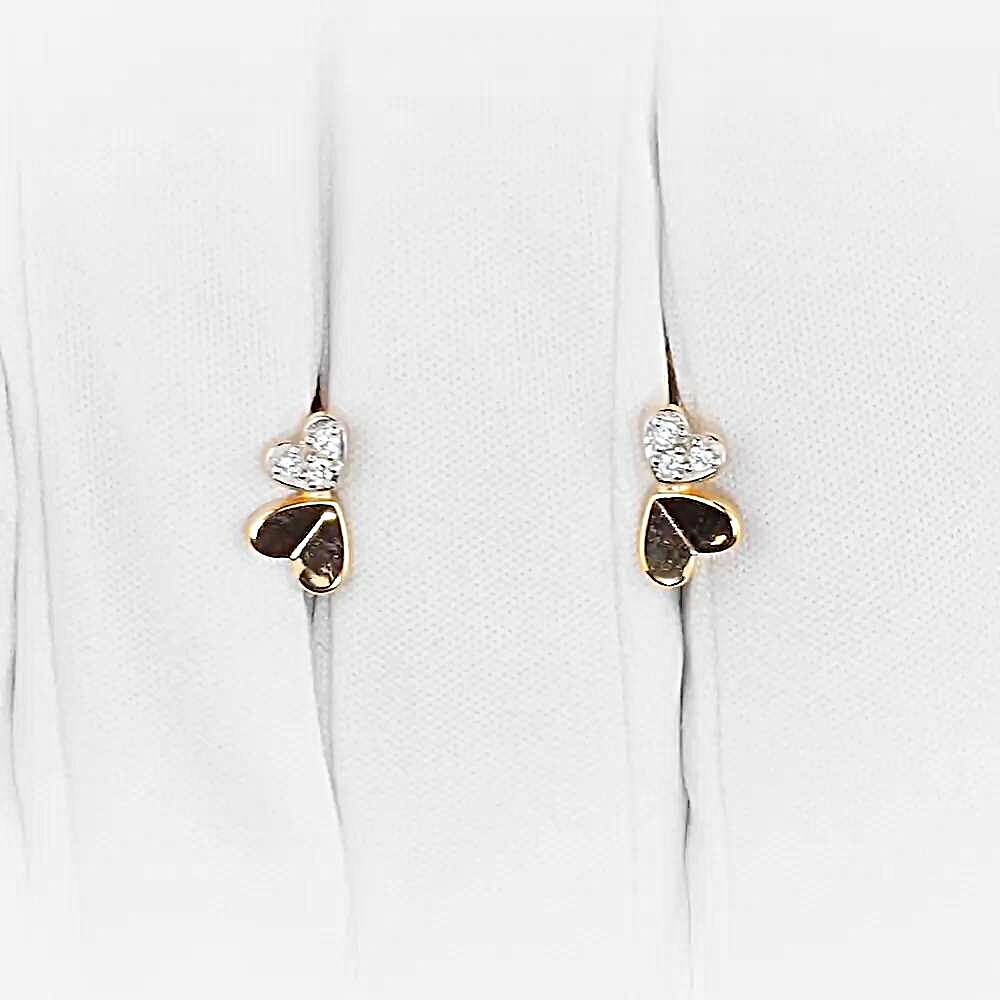 Серьги детские с фианитами из красного золота 375 пробы 1