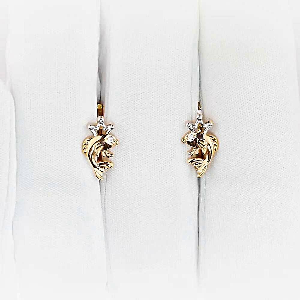 Серьги детские с фианитами из красного золота 375 пробы 1