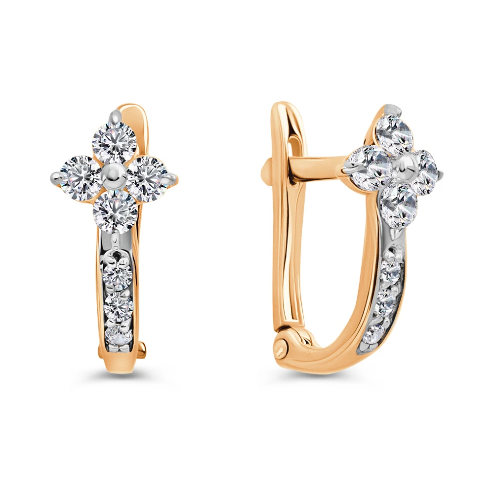 Серьги детские с фианитами из красного золота 375 пробы 2