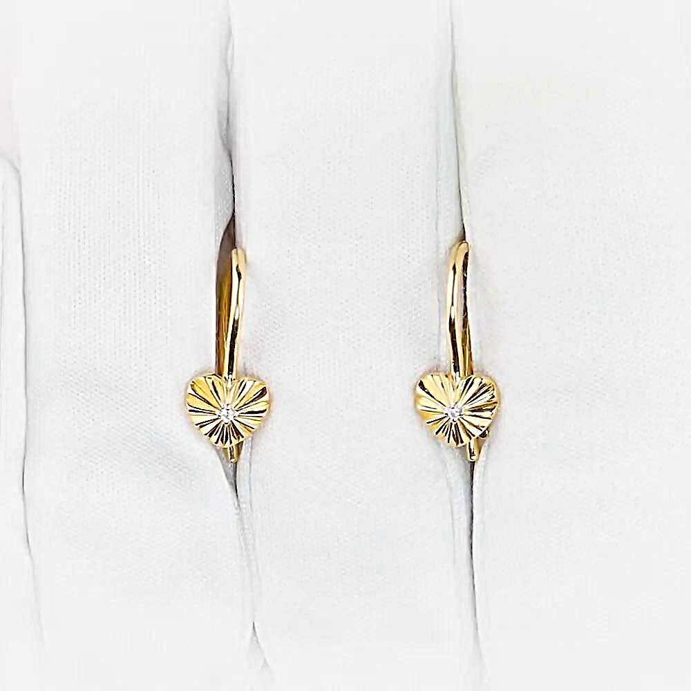 Серьги детские с фианитами из красного золота 375 пробы 1
