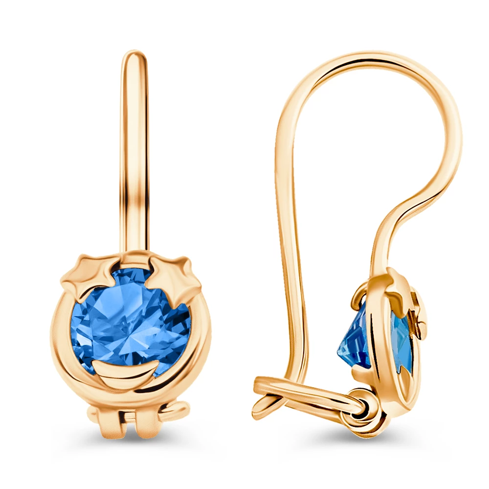 Серьги детские с фианитами из красного золота 375 пробы 3